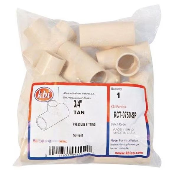 Kbi RCT-0750-SP CPVC Tee  0.75 in. Slip - Bag of 10, Kbi, Mfr#: 4486775